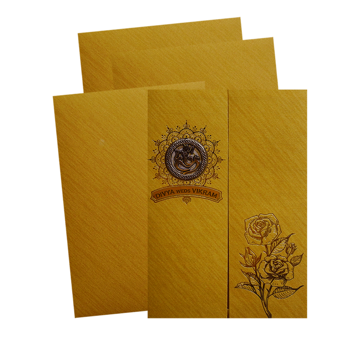 Metallic Gold Ganesha Wedding Card