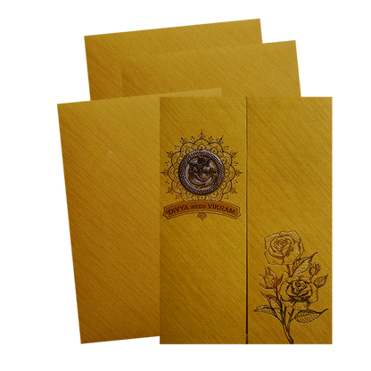 Metallic Gold Ganesha Wedding Card