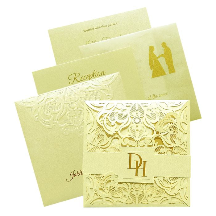 White Floral Laser Cut Invitation Card