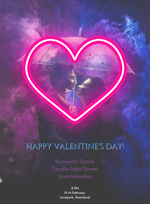 Neon Heart Valentine s day Invitation