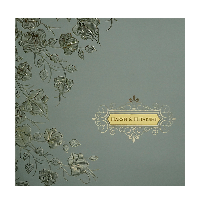 Grey Floral Marriage Card