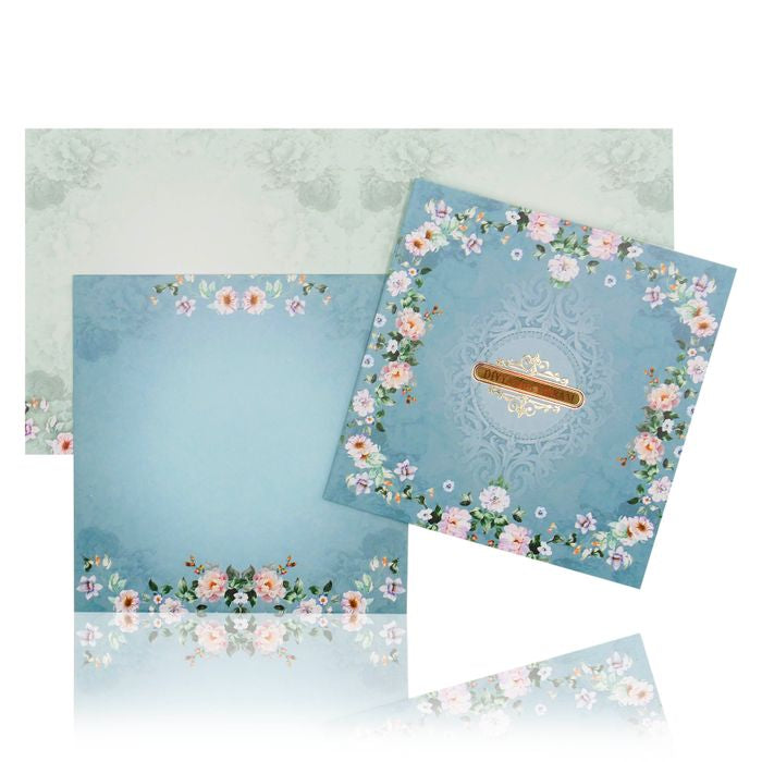 Berry Blue Floral Offset With Name Plate-KNKBY5407
