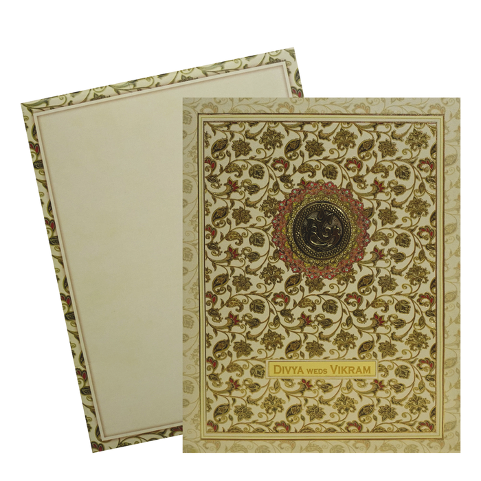 Cream Pattern Wedding Card