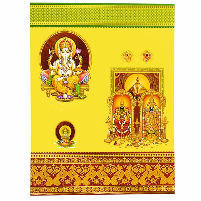 Yellow Classic Offset Balaji Padmavathi With Ganesha Invitation-KNK10780