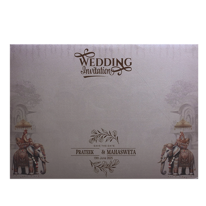 Metallic Pink Elephant Padded Wedding Card
