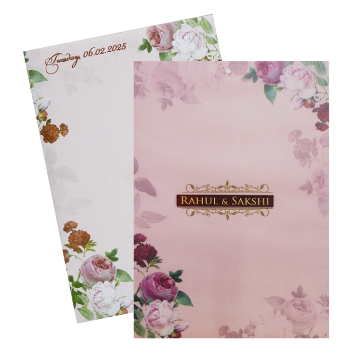 Pink Floral Wedding Invitation Card