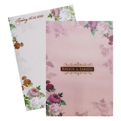 Pink Floral Wedding Invitation Card