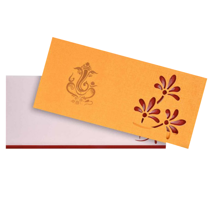 Awesome Blossom Theme With Ganesha Wedding Card