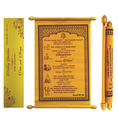 Amber Yellow Velvet Scroll Card