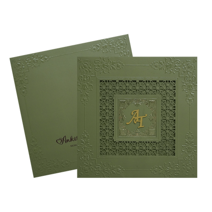 Olive Green MDF Marriage Card