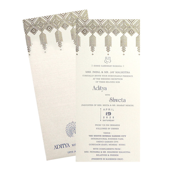 White Silver Single Sheet Invitation