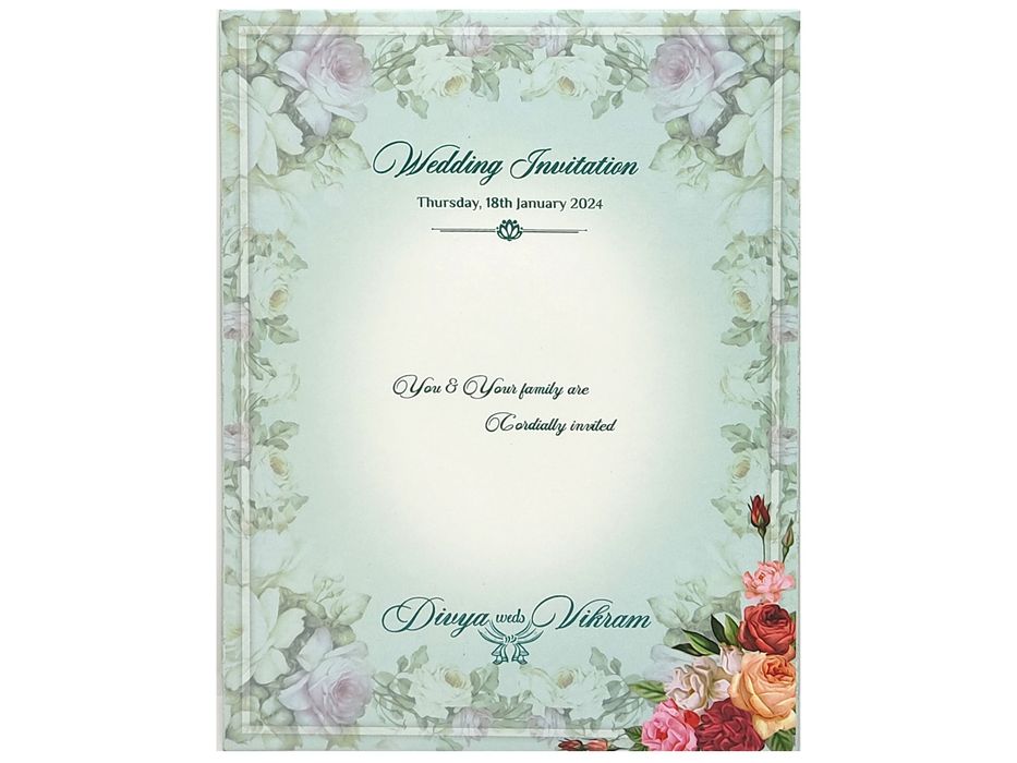 Light blue padded floral design invitation card