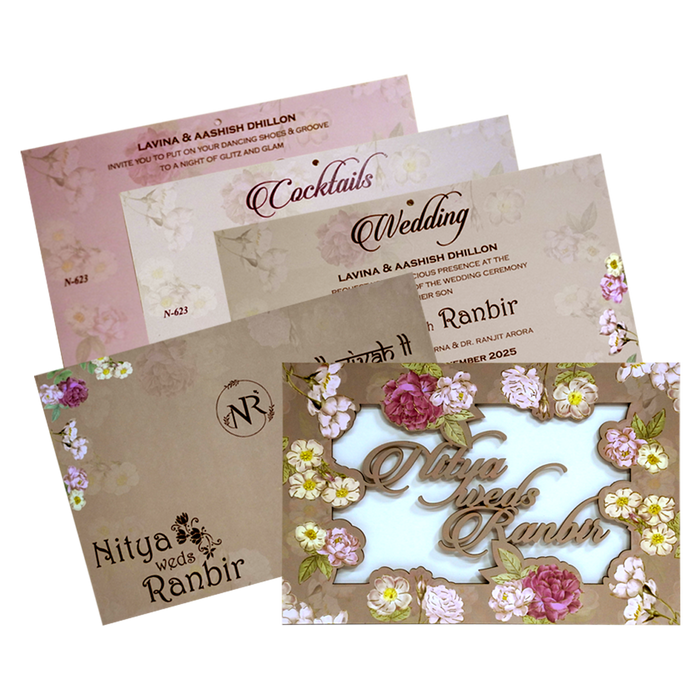 Tea Rose Pink MDF Invitation