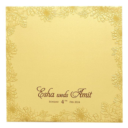 Khaki Brown Floral Box Marriage Card