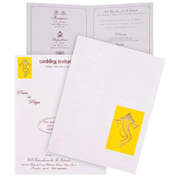 Flourishing White Shading  Wedding Invitation Card- KNK3280