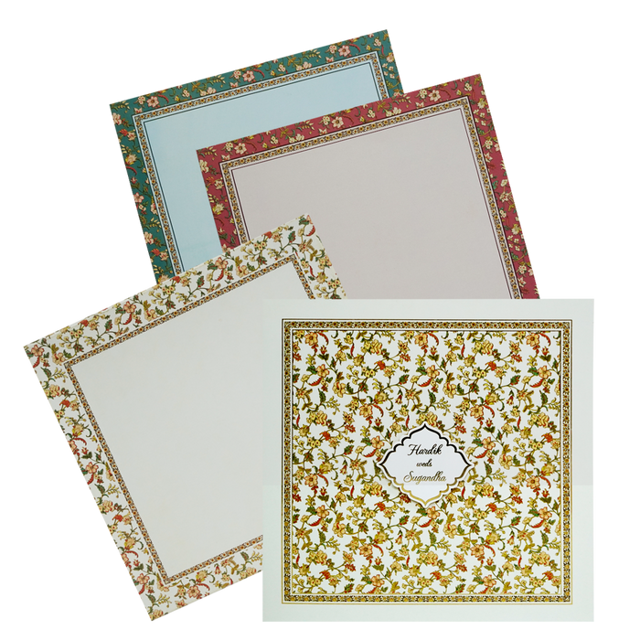 Lime Paisley Pattern Wedding Invitation Card