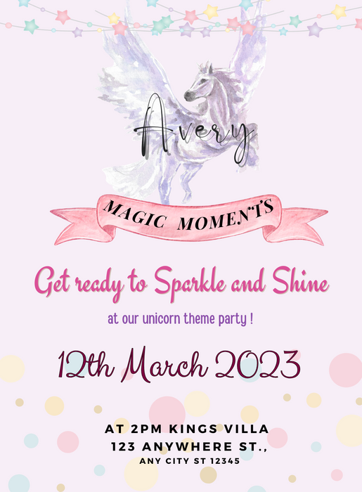 Pastel Pink Unicorns Invitation