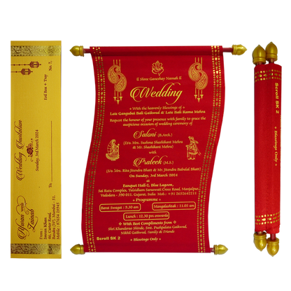 Red Satin Marriage Scroll Card