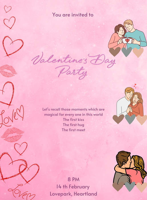 Pink Cuddles Valentine s day Invitation