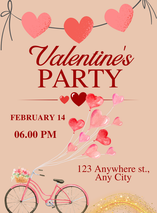 Pink Cycle Valentines Day Invitation