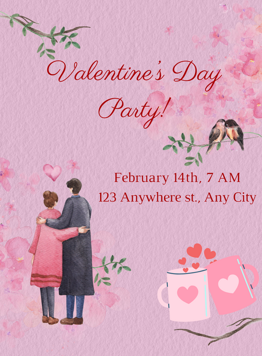 Pink Hearts Valentines Day Invitation