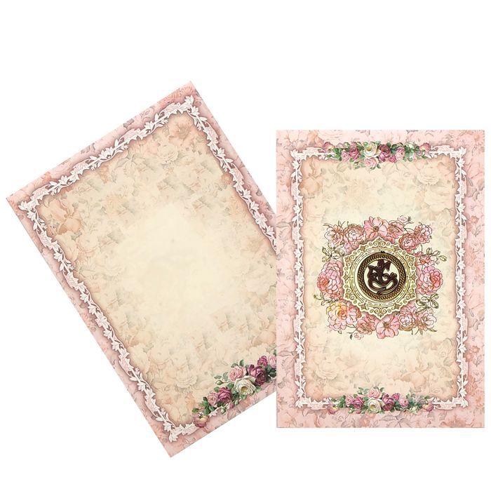 Pink Classic Paper Print Colourful Floral Wedding Anniversary Invitation Card-KNCP254P