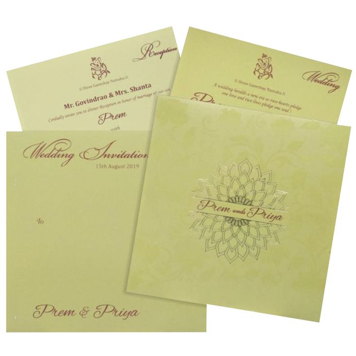 Awestruck Green Shading With Blossom Theme Wedding Card - KND8005G