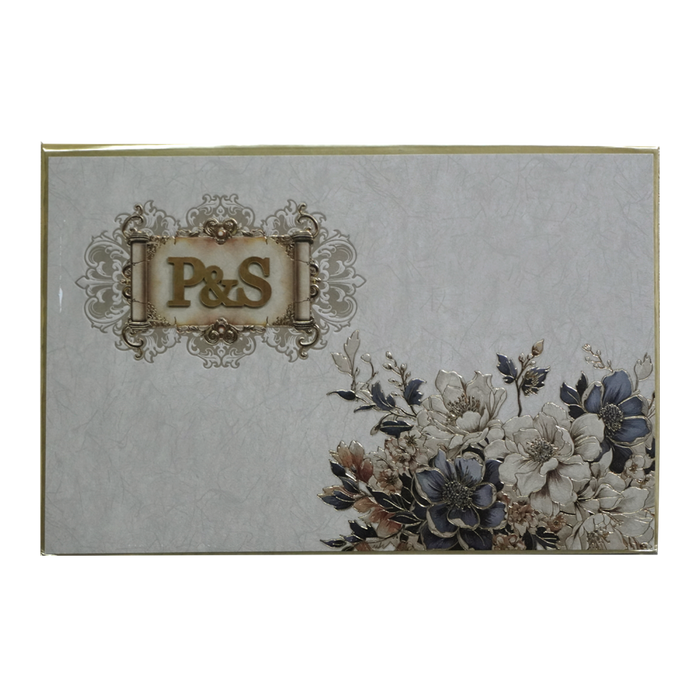 Dusty Grey Padded Invitation Card