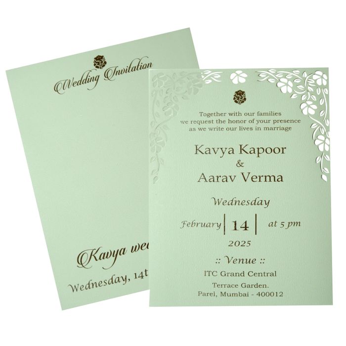 Pista Green Laser Cut Single Invitation Card