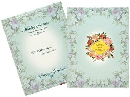 Light blue padded floral design invitation card