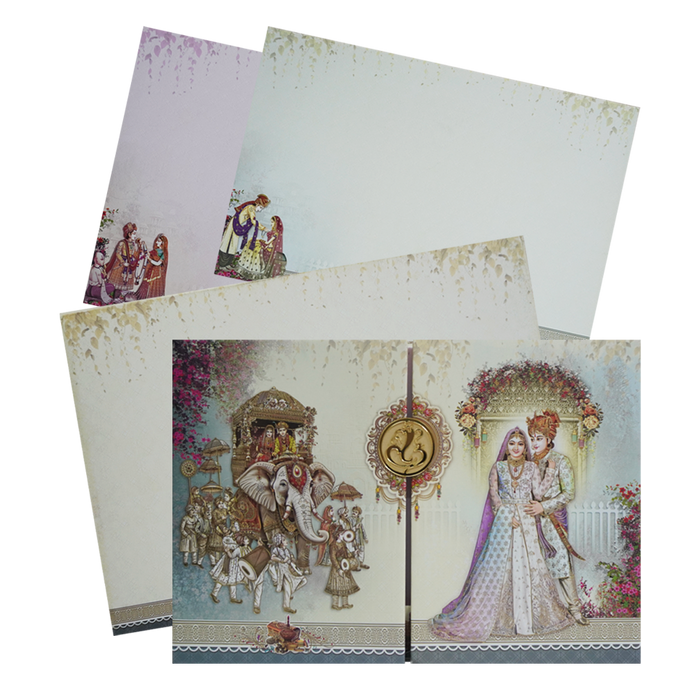 Lime Yellow Door Padded Wedding Card Design