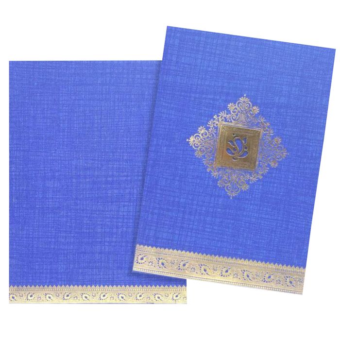 Alluring Blue Shading With Gold foiling Floral Theme Wedding Card