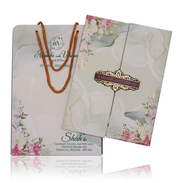 Pale Soft Green Floral Invitation