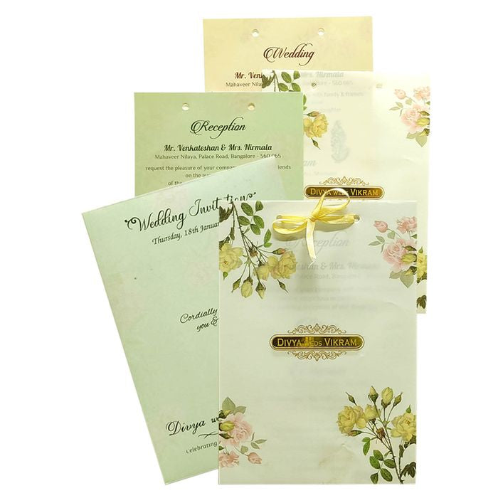 Green Floral Nameplate Invitation Card