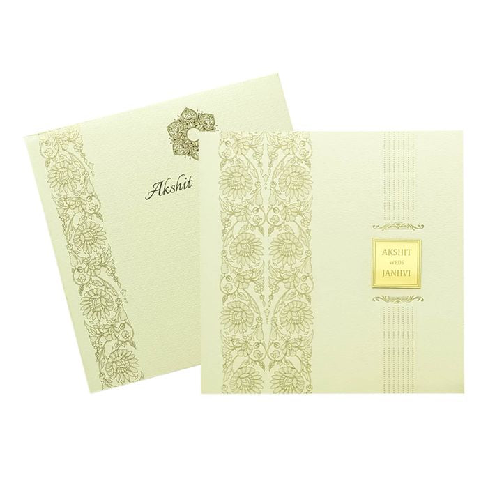 White Floral Padded Invitation Card