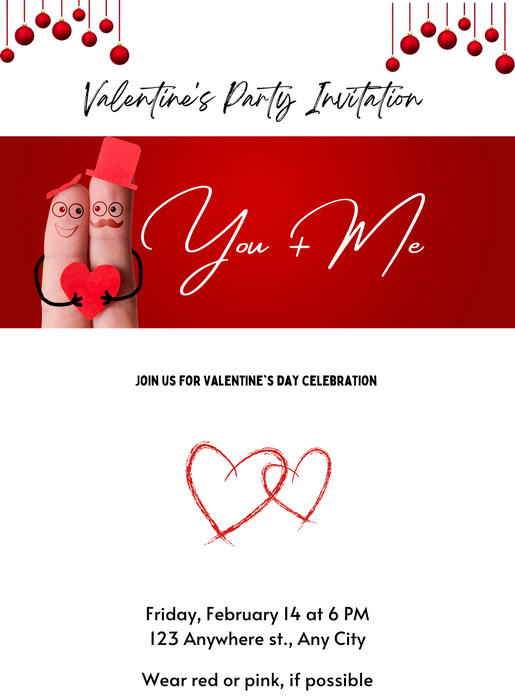Red Fingers Valentine s day Invitation