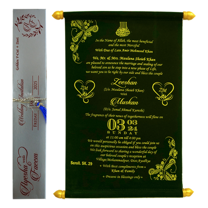 Dark Emerald Green Velvet Scroll Card