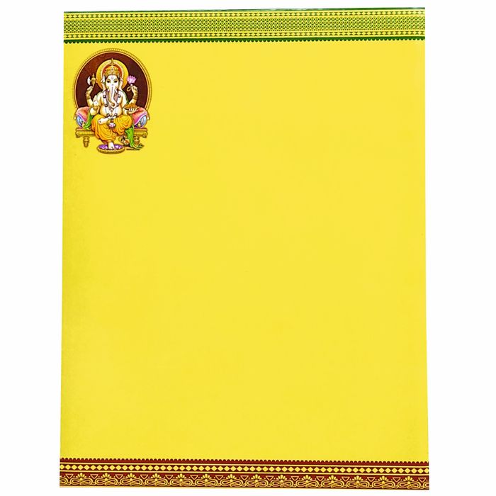 Yellow Classic Offset Balaji Padmavathi With Ganesha Invitation-KNK10780
