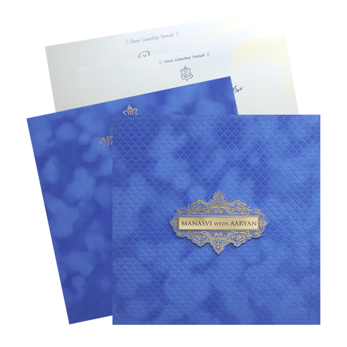 Light Blue Velvet Padded Marriage Card
