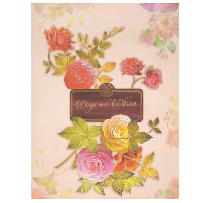 Amazing Peach Shading With Flower Design Padding Invitation Card