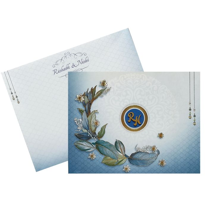Blue Leaf Invitation Card