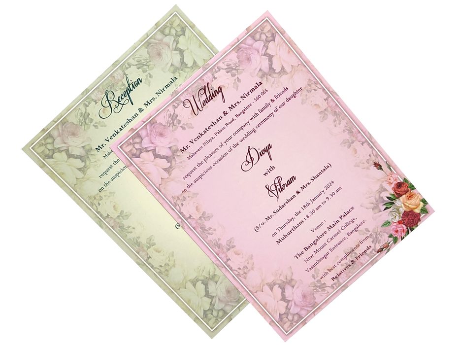 Light blue padded floral design invitation card