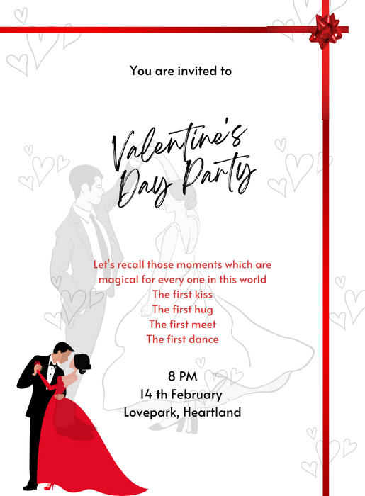 Red Bow Valentine s day Invitation