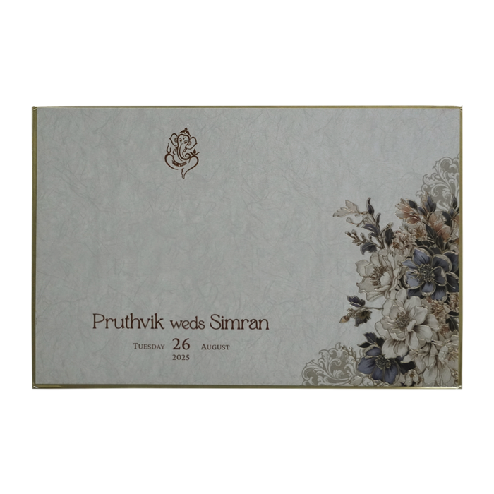 Dusty Grey Padded Invitation Card