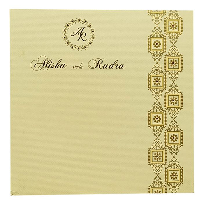 Cream Designer Single Sheet Invitation Card