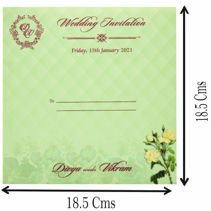 Green Premium Floral Panache Designer Card In Laser Cut-KNP7004G