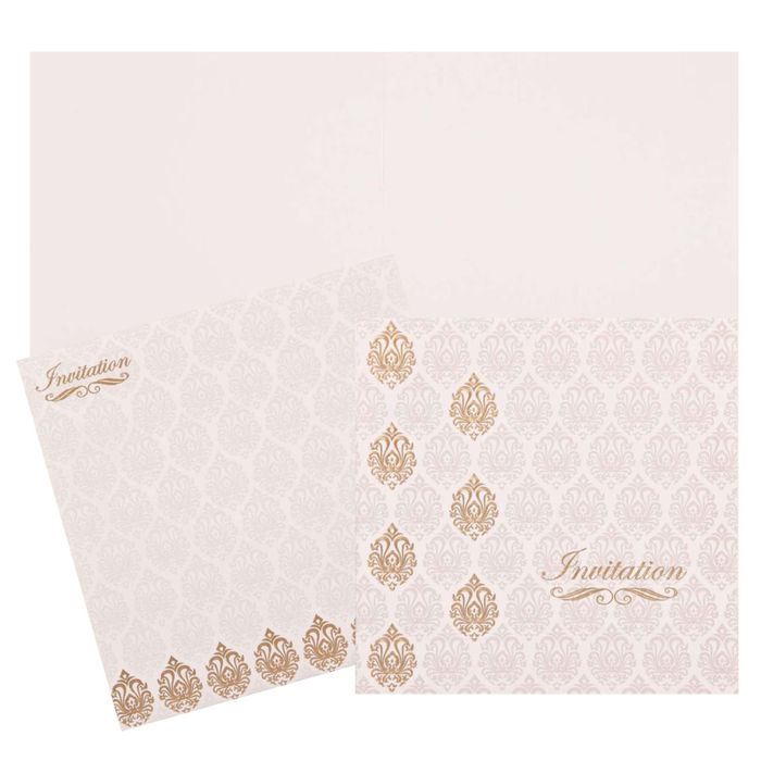 Pristine White Shading With Gold Foiling Floral Theme Wedding Card - KNK1656