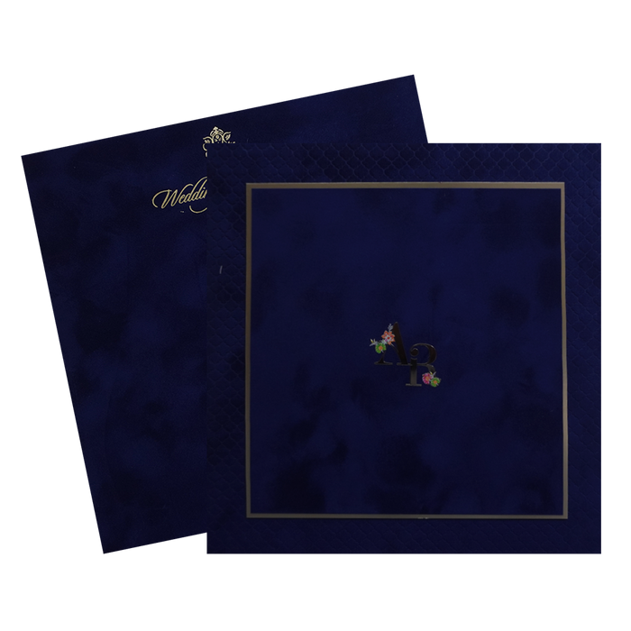 Dark Blue Velvet Padded Marriage Card