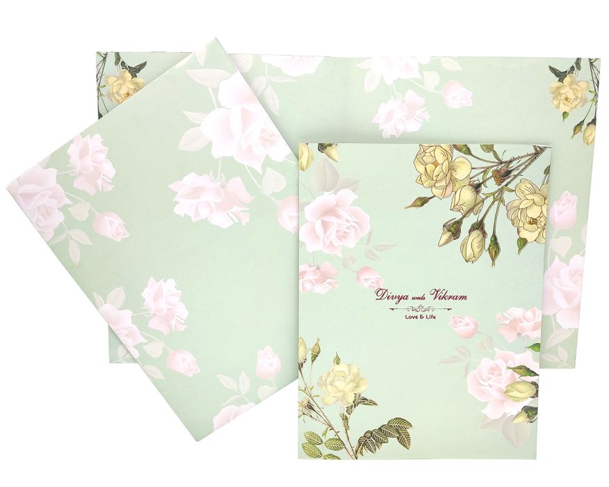 Green Abstract Floret In Jumbo Size With Pink Flowers