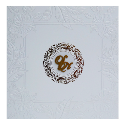 White Embossed Leaf Box Invitation Card
